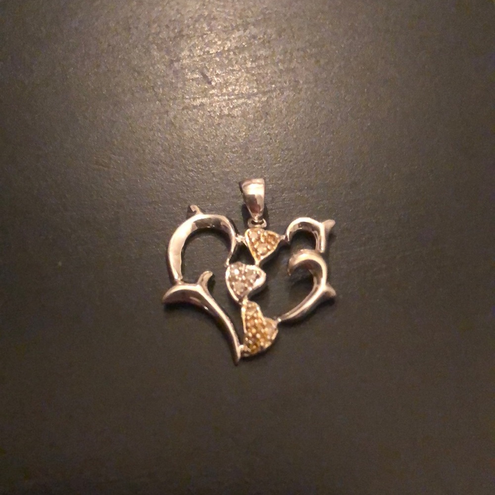 10 k white gold charm with diamonds